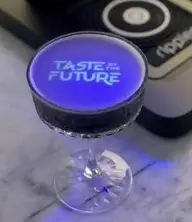 drink with text printed onto the foamy top using a device called ripples.